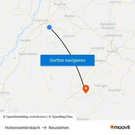Hohenwettersbach to Neustetten map