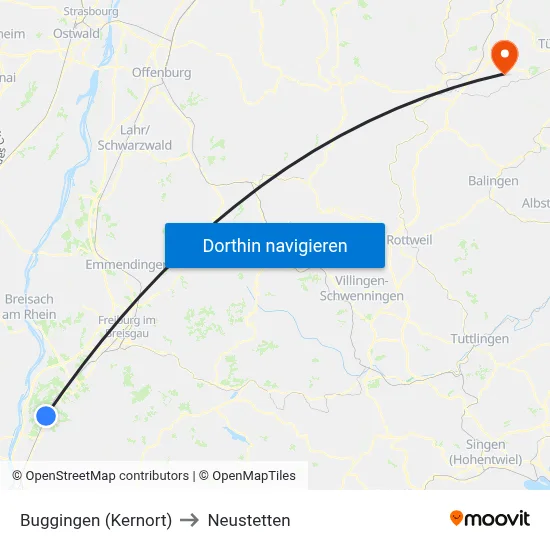 Buggingen (Kernort) to Neustetten map