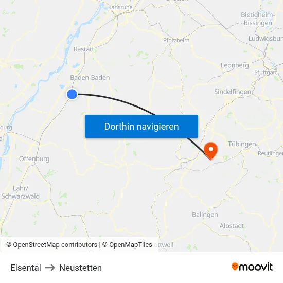 Eisental to Neustetten map