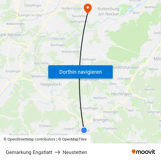 Gemarkung Engstlatt to Neustetten map