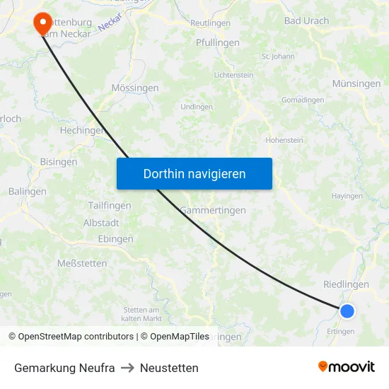 Gemarkung Neufra to Neustetten map