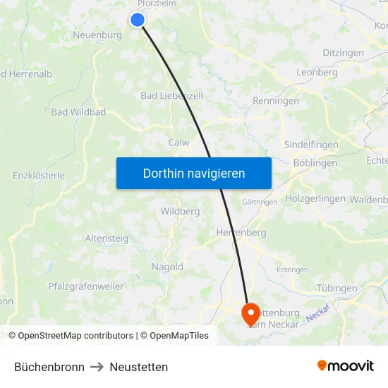 Büchenbronn to Neustetten map