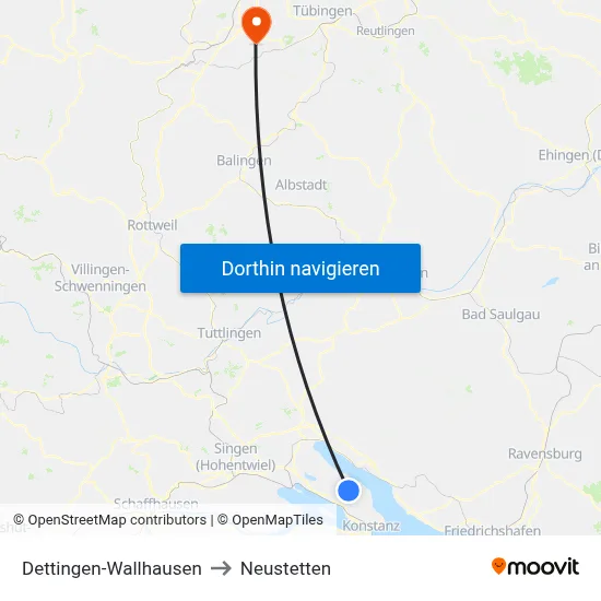 Dettingen-Wallhausen to Neustetten map