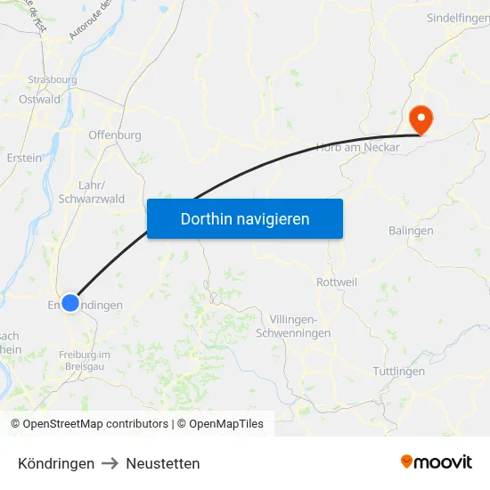 Köndringen to Neustetten map