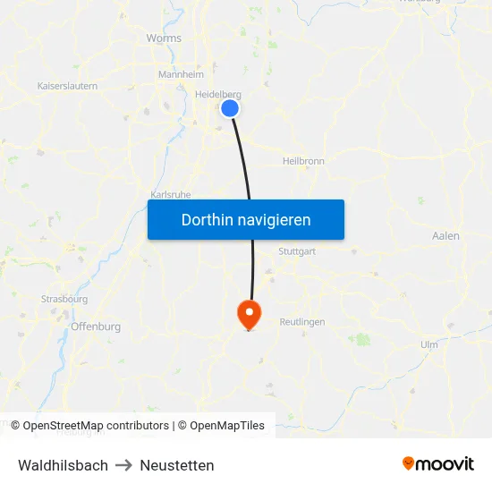 Waldhilsbach to Neustetten map