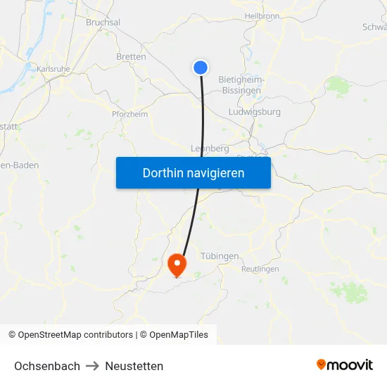Ochsenbach to Neustetten map