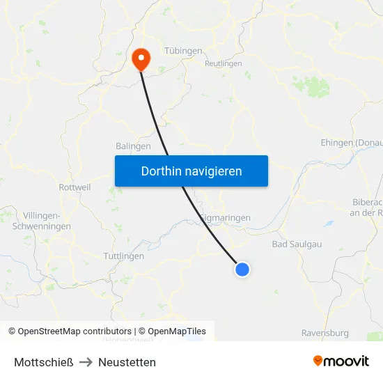 Mottschieß to Neustetten map