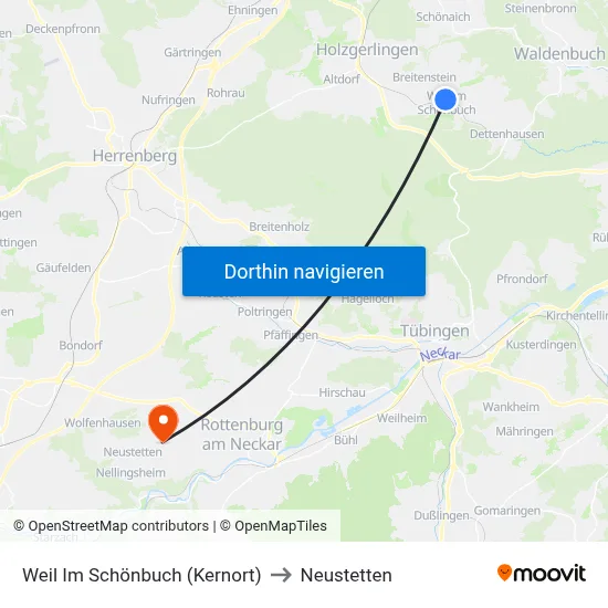 Weil Im Schönbuch (Kernort) to Neustetten map
