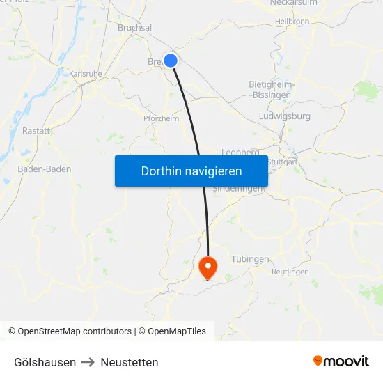Gölshausen to Neustetten map