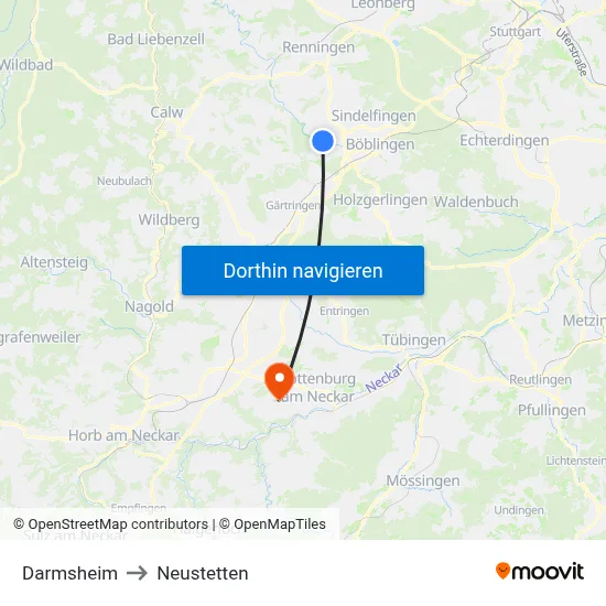 Darmsheim to Neustetten map