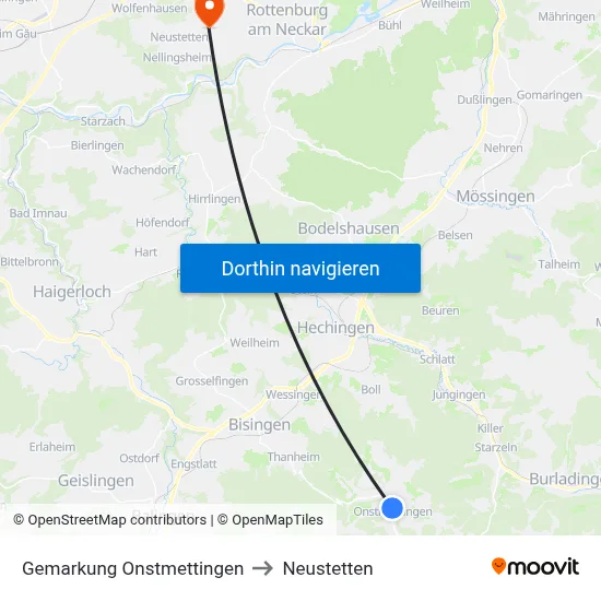 Gemarkung Onstmettingen to Neustetten map