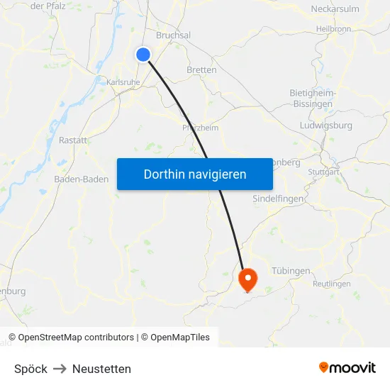 Spöck to Neustetten map