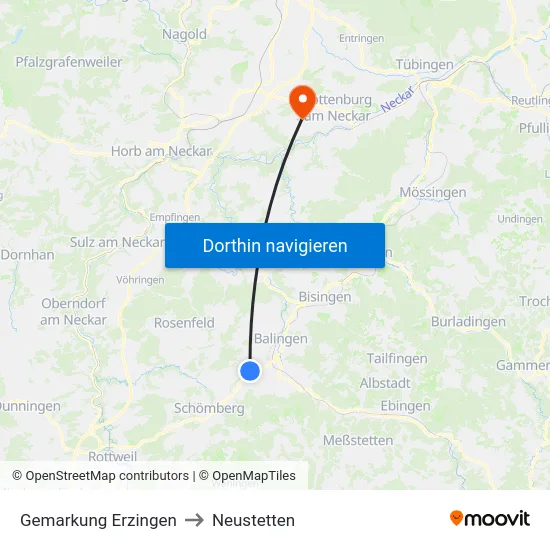 Gemarkung Erzingen to Neustetten map