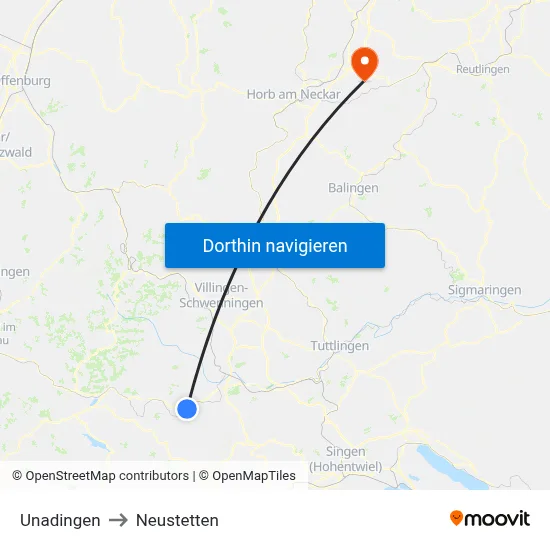 Unadingen to Neustetten map