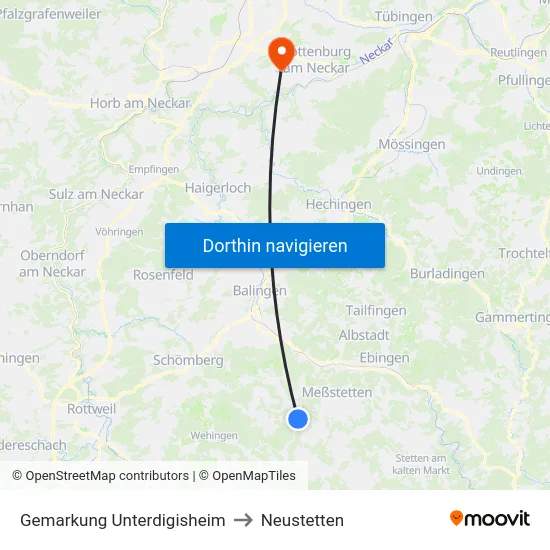 Gemarkung Unterdigisheim to Neustetten map