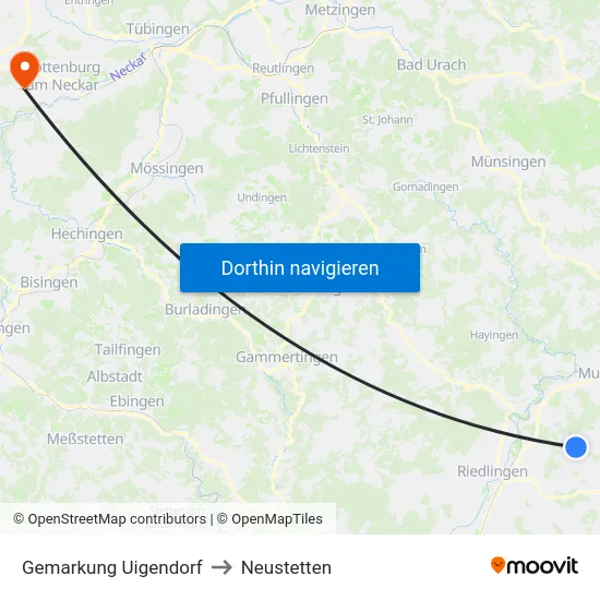 Gemarkung Uigendorf to Neustetten map