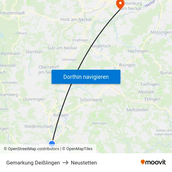 Gemarkung Deißlingen to Neustetten map