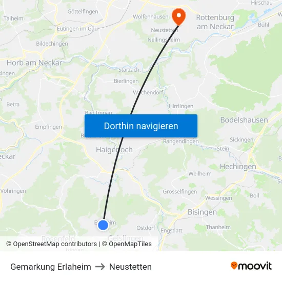 Gemarkung Erlaheim to Neustetten map
