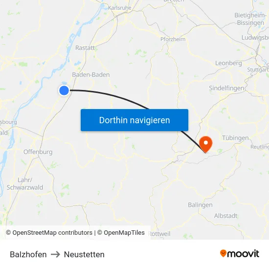 Balzhofen to Neustetten map