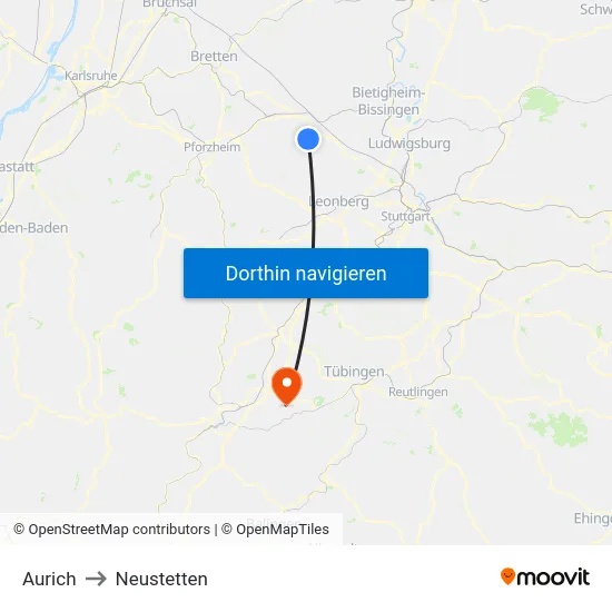 Aurich to Neustetten map
