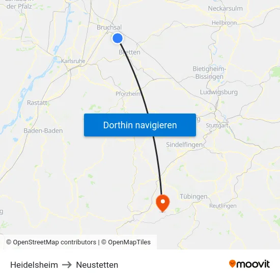 Heidelsheim to Neustetten map