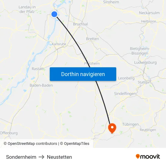 Sondernheim to Neustetten map