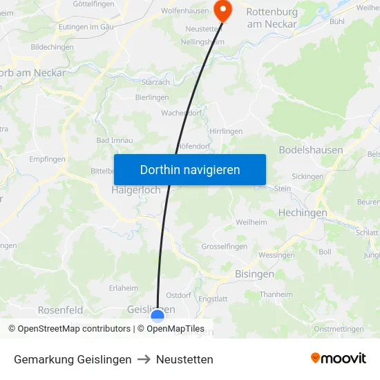 Gemarkung Geislingen to Neustetten map
