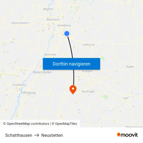 Schatthausen to Neustetten map