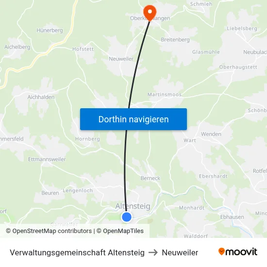 Verwaltungsgemeinschaft Altensteig to Neuweiler map