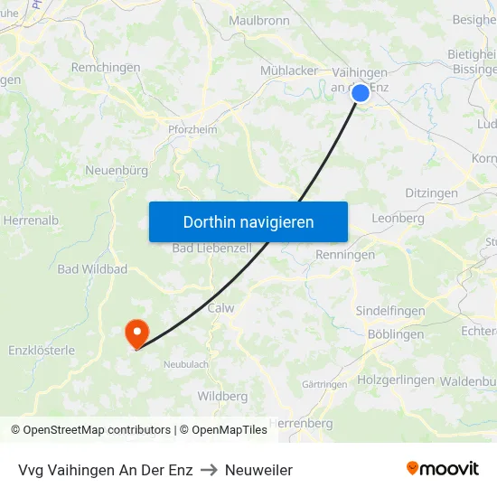 Vvg Vaihingen An Der Enz to Neuweiler map