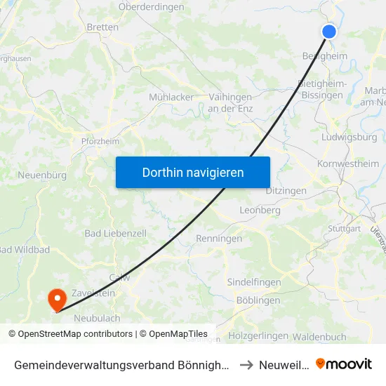 Gemeindeverwaltungsverband Bönnigheim to Neuweiler map
