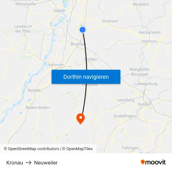 Kronau to Neuweiler map