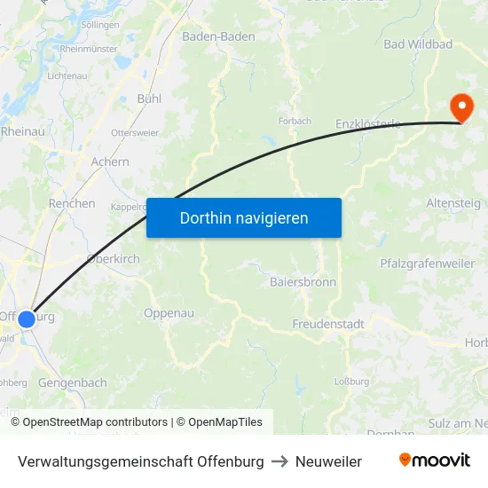 Verwaltungsgemeinschaft Offenburg to Neuweiler map