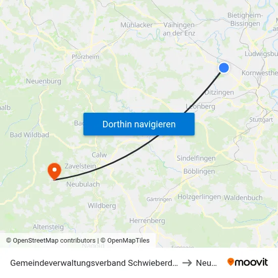 Gemeindeverwaltungsverband Schwieberdingen-Hemmingen to Neuweiler map