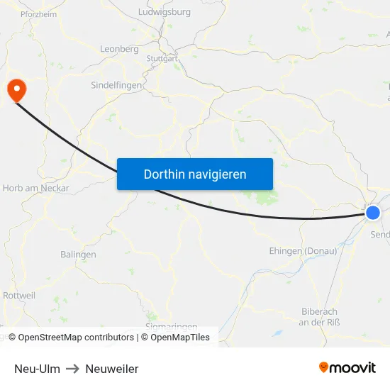Neu-Ulm to Neuweiler map
