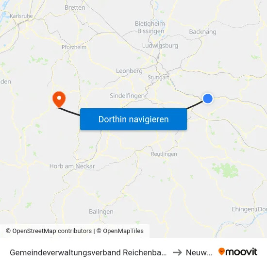 Gemeindeverwaltungsverband Reichenbach An Der Fils to Neuweiler map