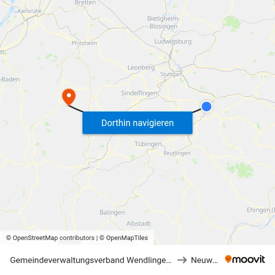 Gemeindeverwaltungsverband Wendlingen am Neckar to Neuweiler map