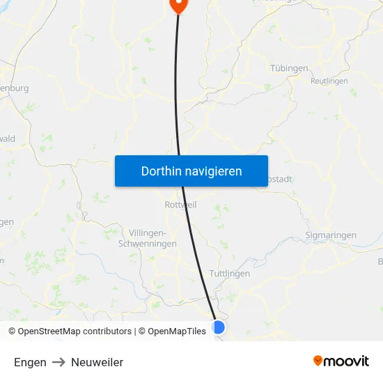 Engen to Neuweiler map