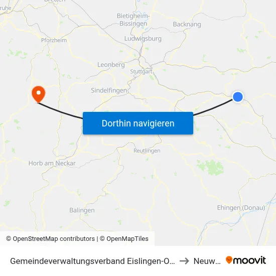 Gemeindeverwaltungsverband Eislingen-Ottenbach-Salach to Neuweiler map