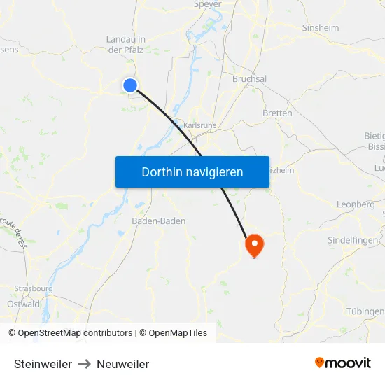 Steinweiler to Neuweiler map