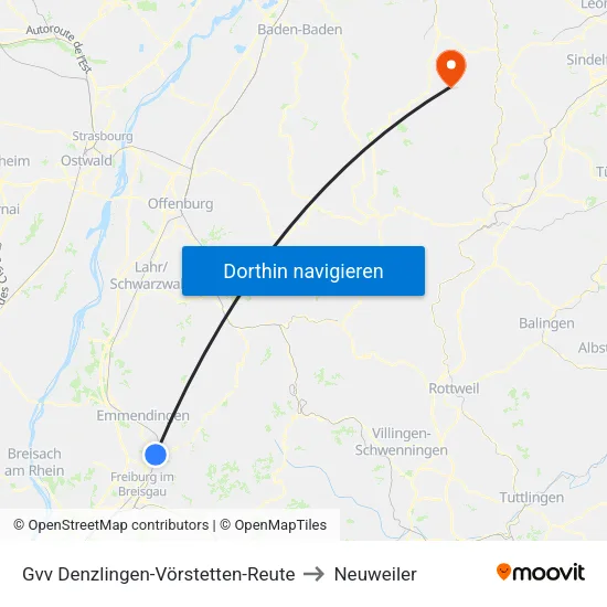 Gvv Denzlingen-Vörstetten-Reute to Neuweiler map