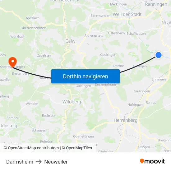 Darmsheim to Neuweiler map