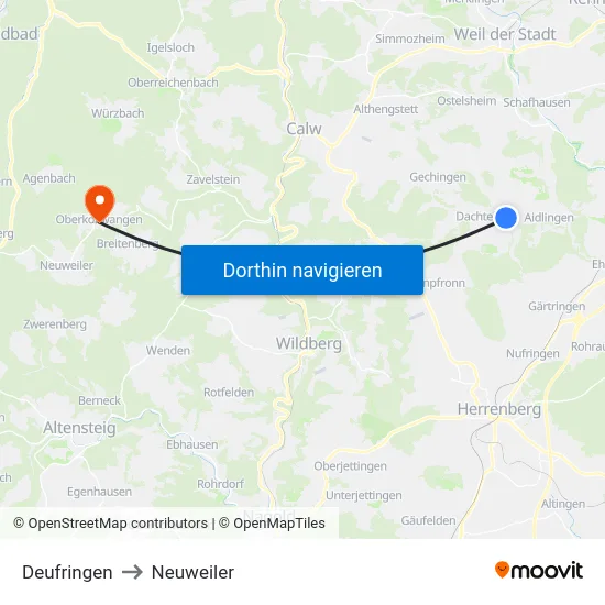 Deufringen to Neuweiler map