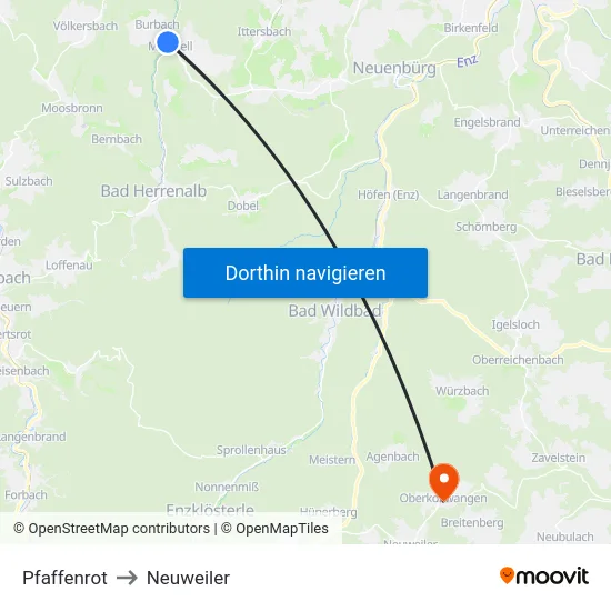 Pfaffenrot to Neuweiler map