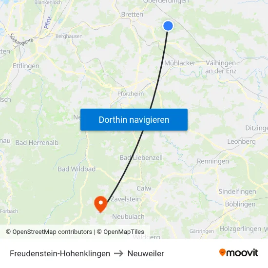 Freudenstein-Hohenklingen to Neuweiler map