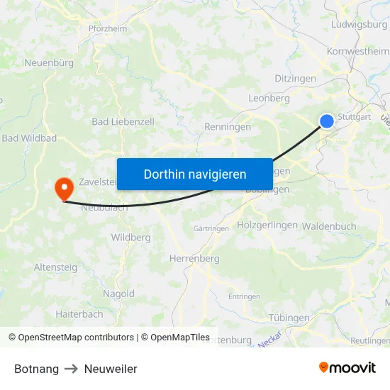 Botnang to Neuweiler map