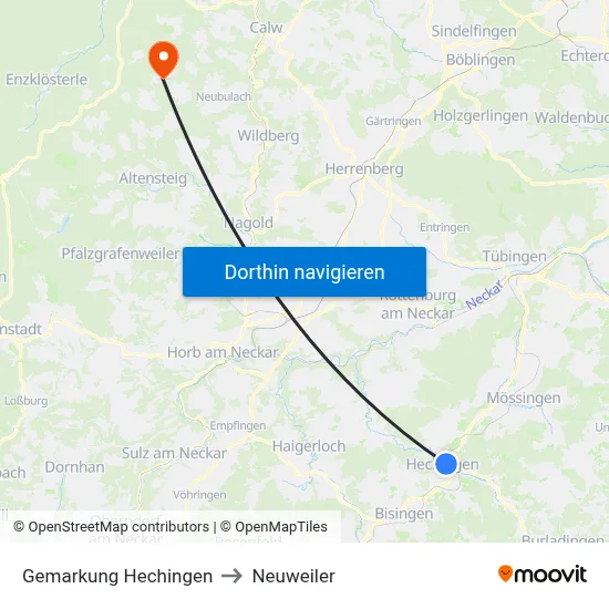 Gemarkung Hechingen to Neuweiler map