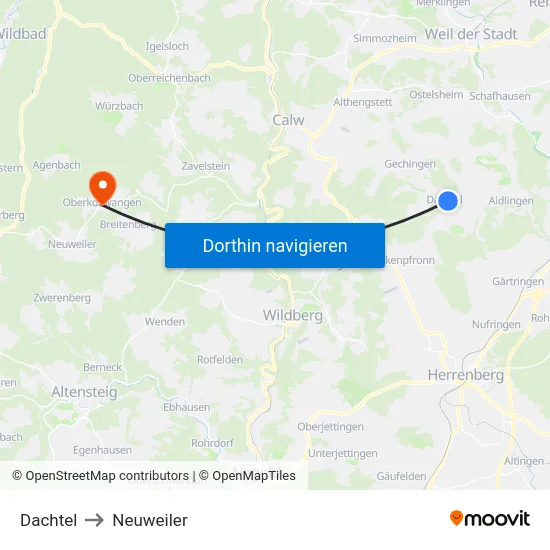 Dachtel to Neuweiler map