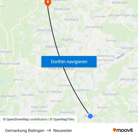 Gemarkung Balingen to Neuweiler map