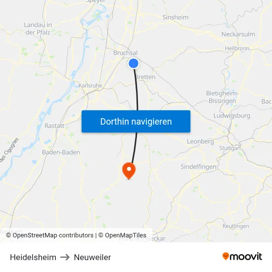 Heidelsheim to Neuweiler map